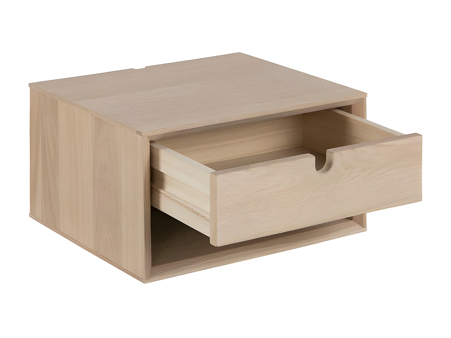 Trogon - Table de chevet murale 1 tiroir, 1 niche en bois - Bois blanchi