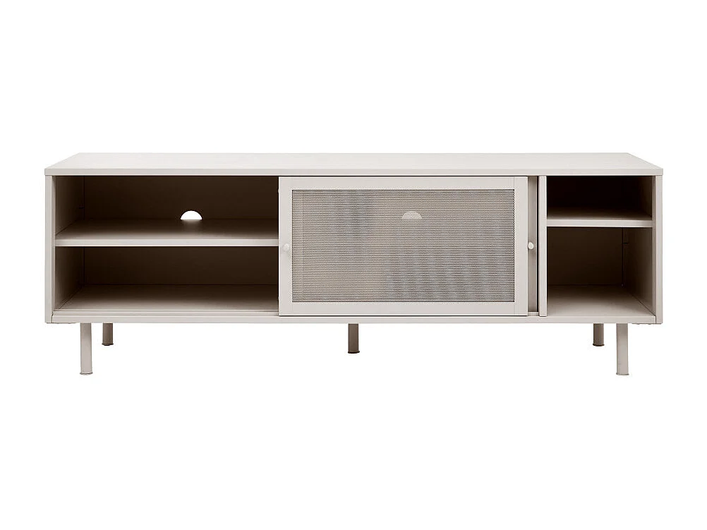 Kiso - Meuble TV 2 portes, 2 niches en métal L160cm - Grège