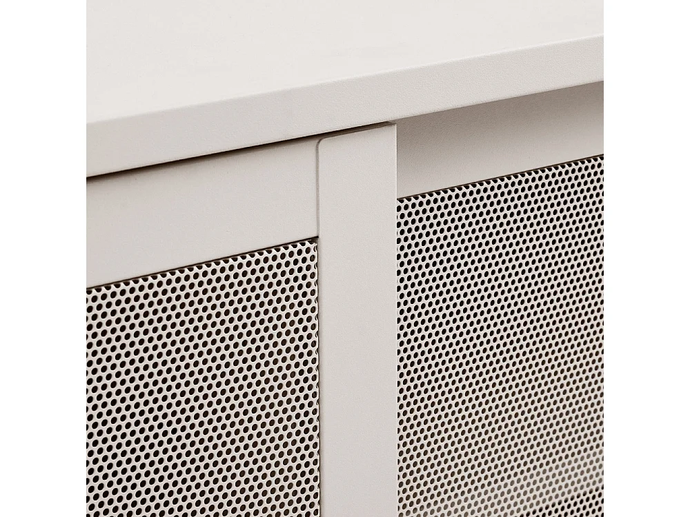 Kiso - Meuble TV 2 portes, 2 niches en métal L160cm - Grège