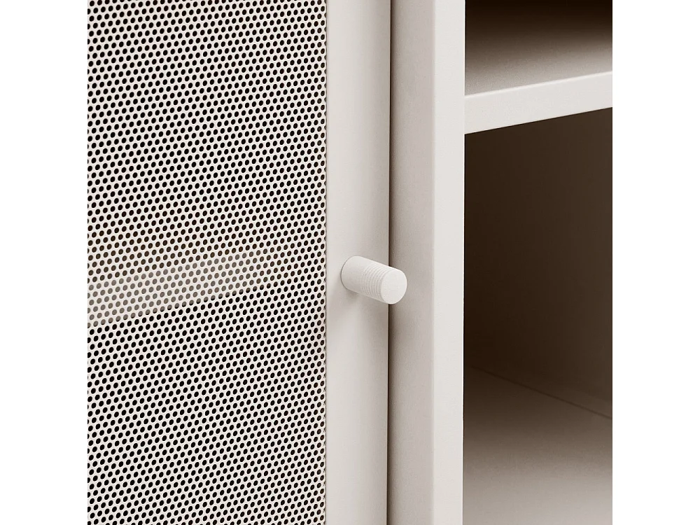 Kiso - Meuble TV 2 portes, 2 niches en métal L160cm - Grège