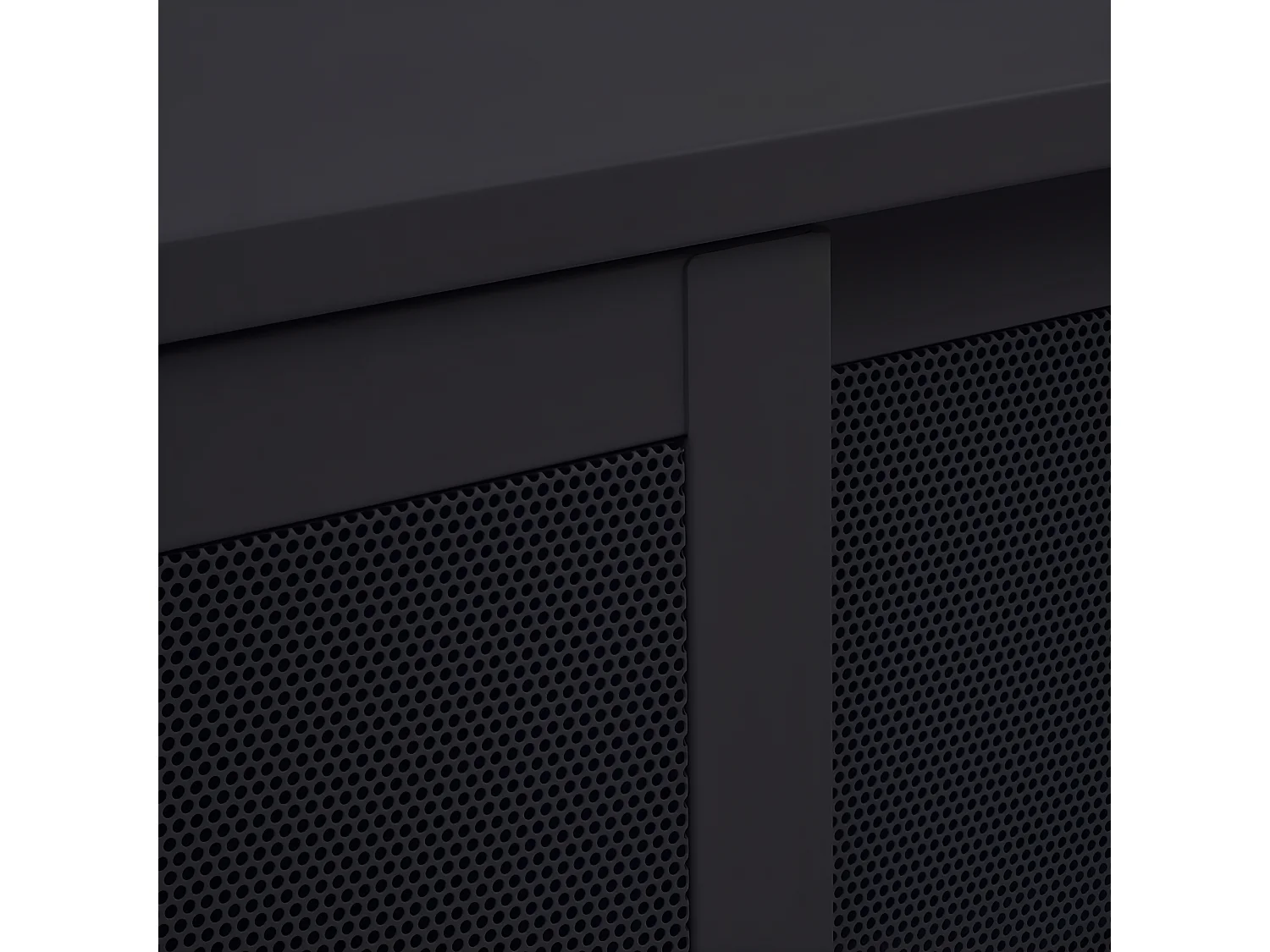 Kiso - Meuble TV 2 portes, 2 niches en métal L160cm - Noir