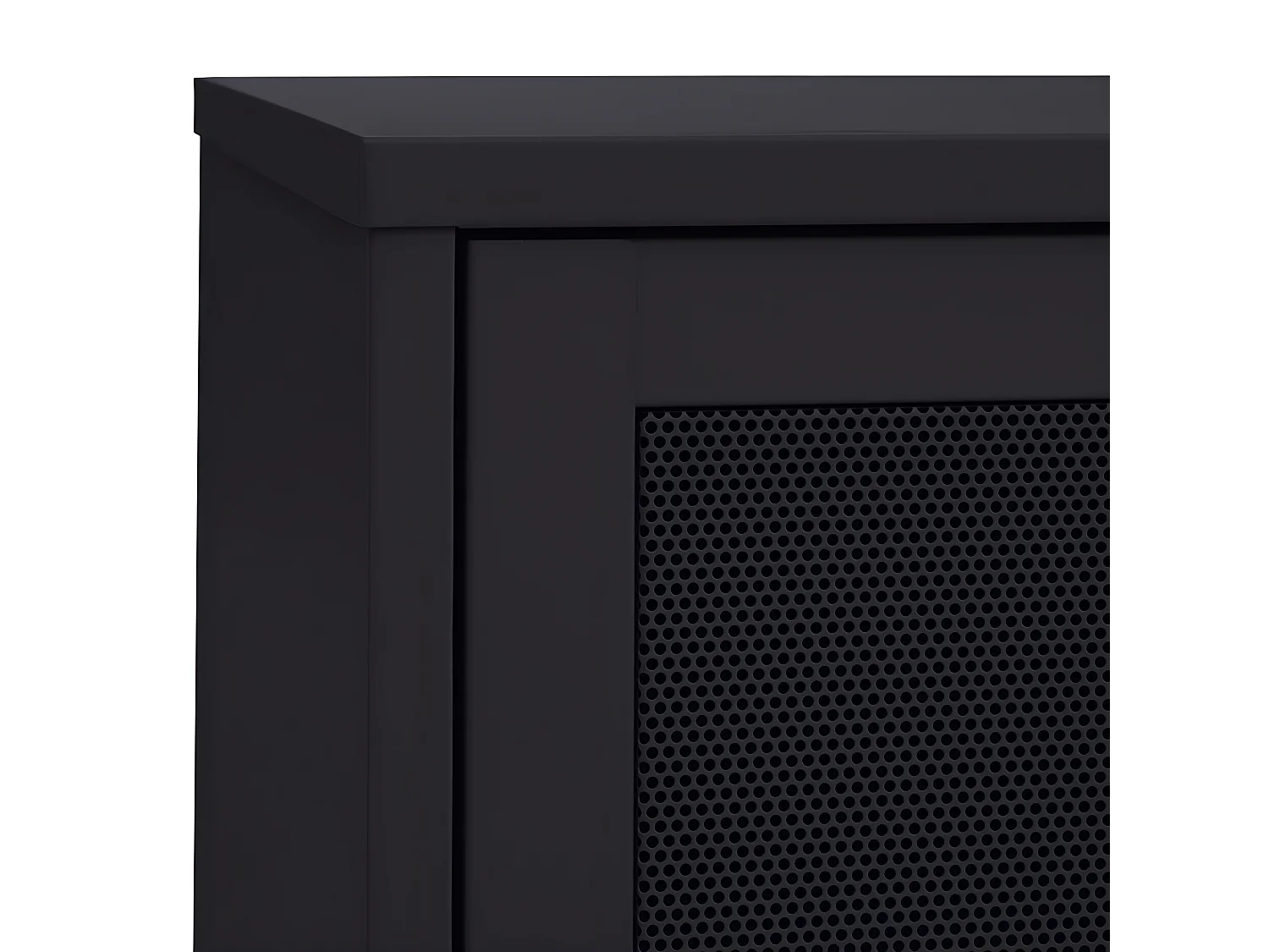 Kiso - Meuble TV 2 portes, 2 niches en métal L160cm - Noir