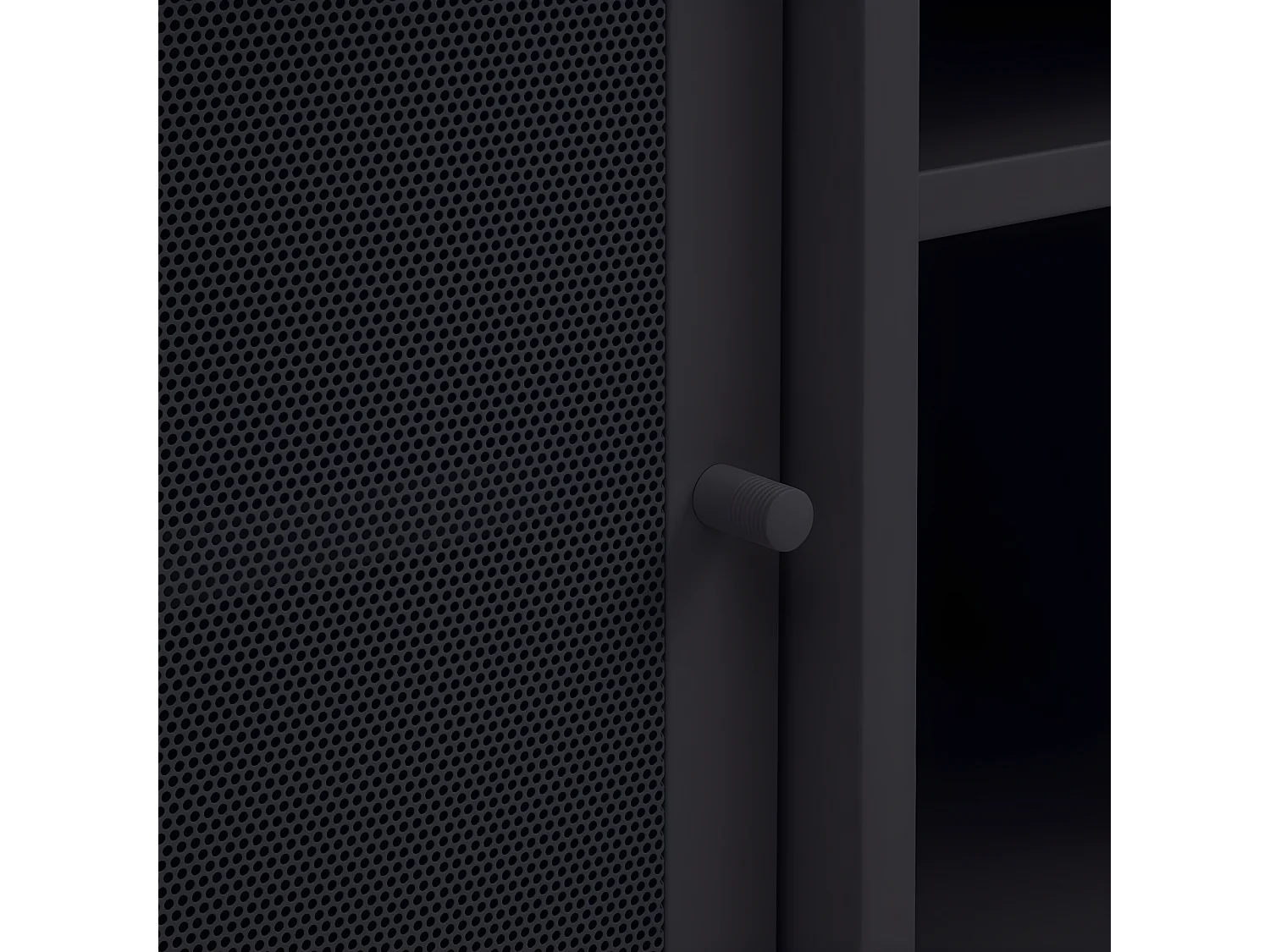 Kiso - Meuble TV 2 portes, 2 niches en métal L160cm - Noir