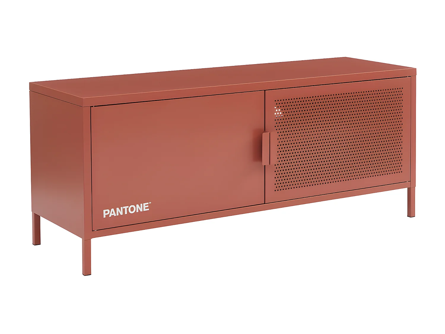 Nino - Meuble TV 2 portes en métal PANTONE L120cm - Terracotta