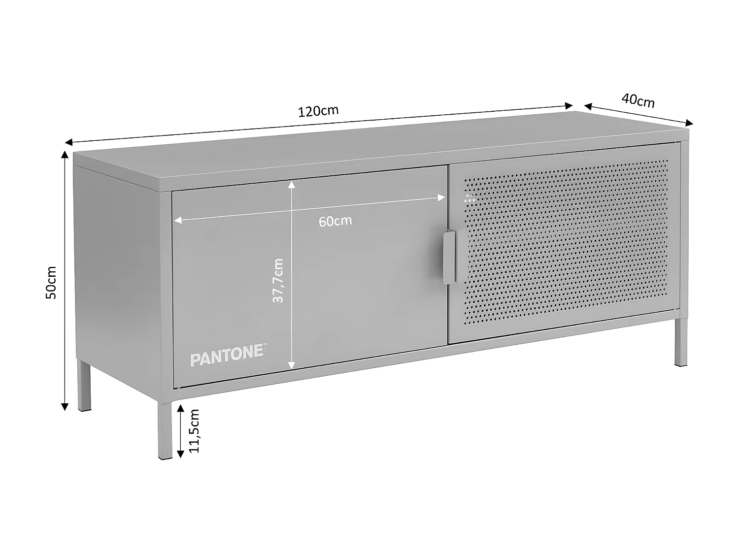 Nino - Meuble TV 2 portes en métal PANTONE L120cm - Terracotta