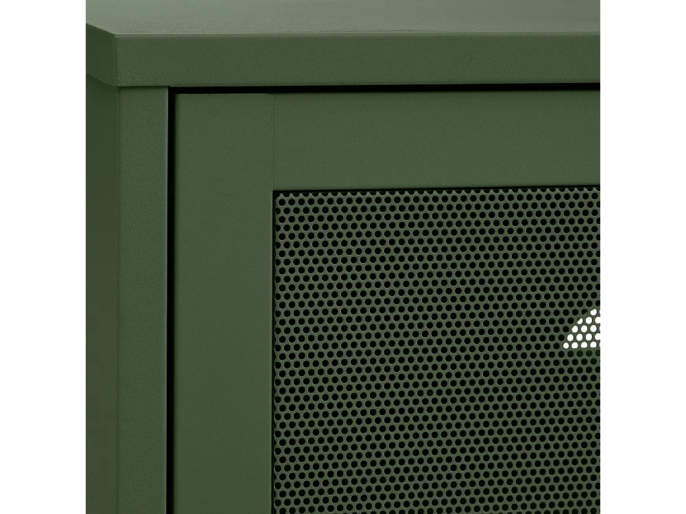 Kiso - Meuble TV 2 portes, 2 niches en métal L160cm - Vert olive