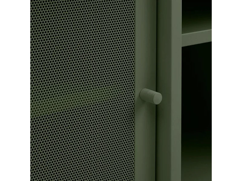 Kiso - Meuble TV 2 portes, 2 niches en métal L160cm - Vert olive