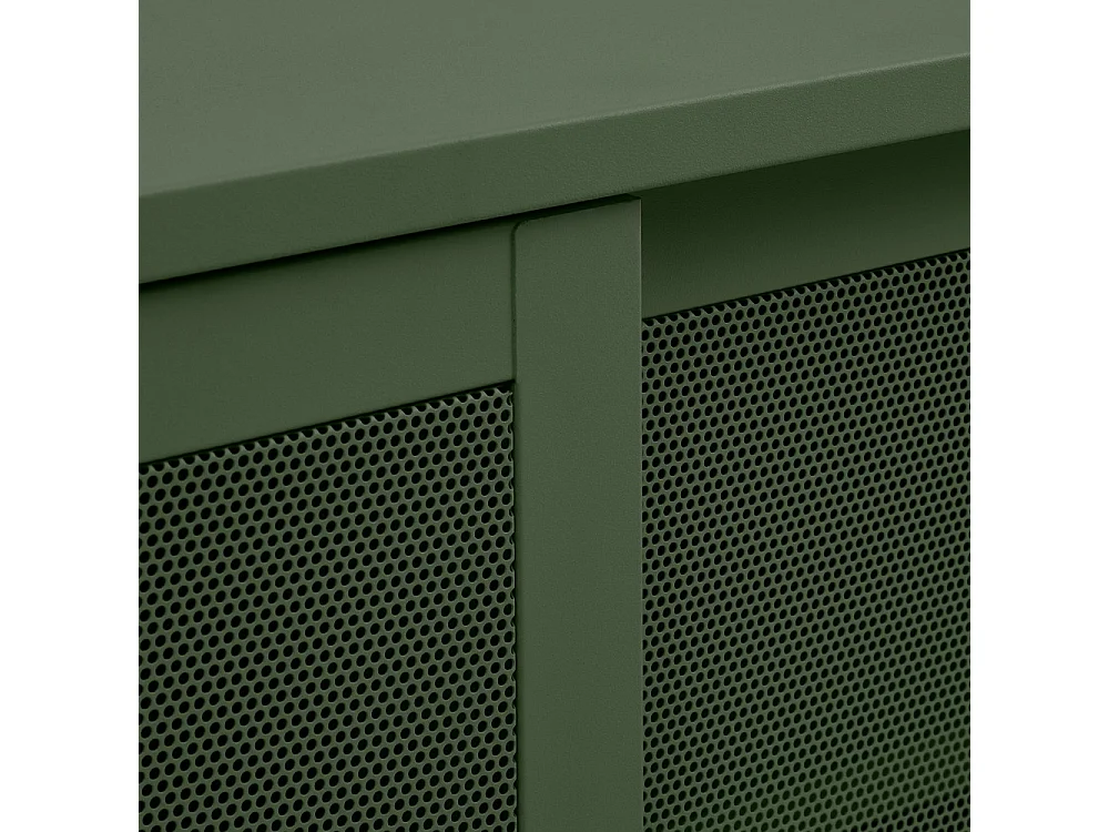 Kiso - Meuble TV 2 portes, 2 niches en métal L160cm - Vert olive