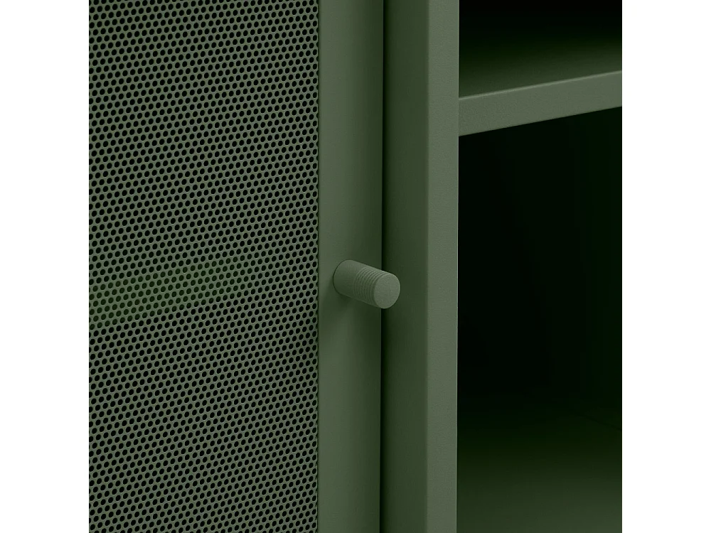 Kiso - Meuble TV 2 portes, 2 niches en métal L160cm - Vert olive