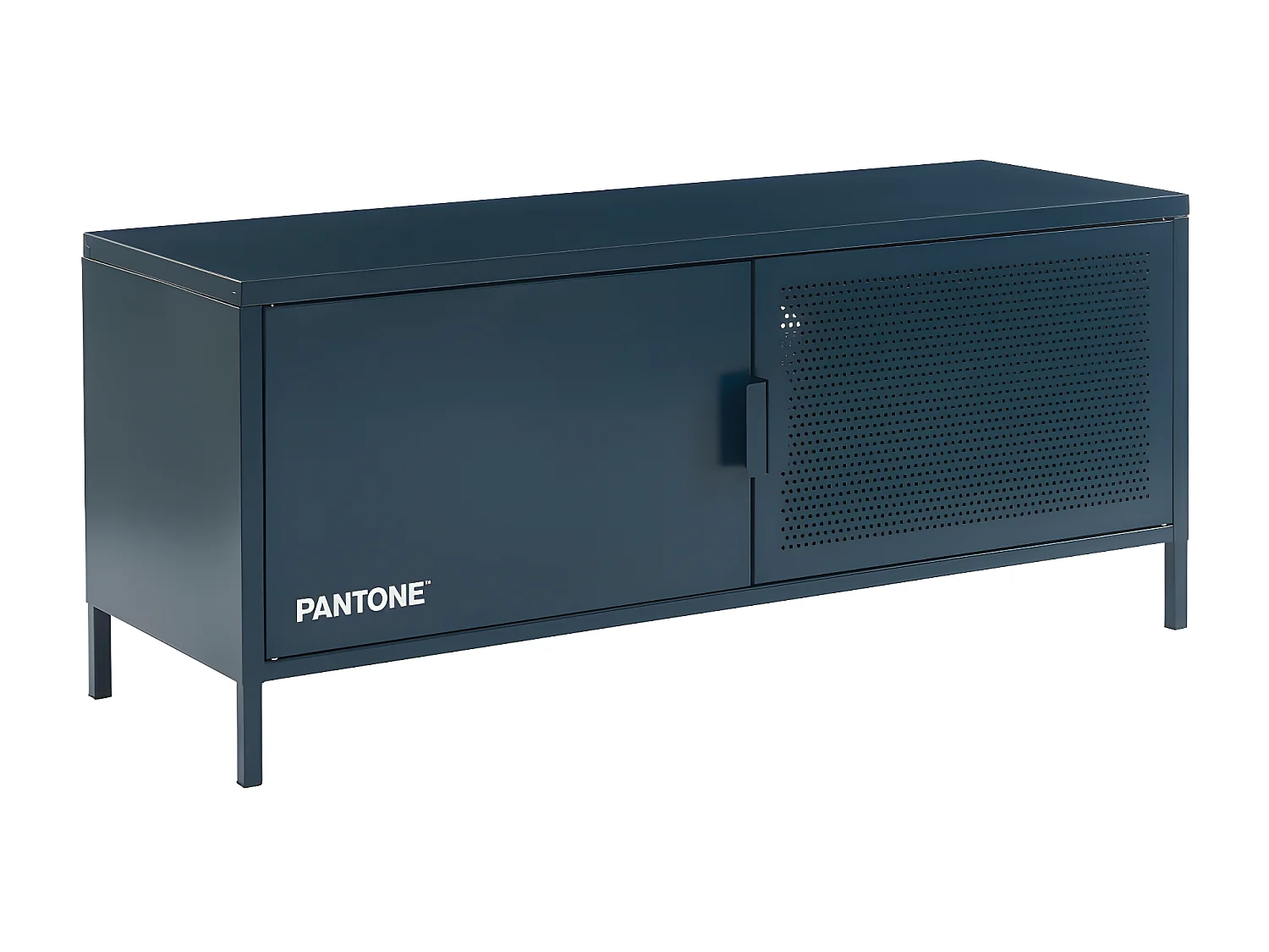 Nino - Meuble TV 2 portes en métal PANTONE L120cm - Bleu nuit