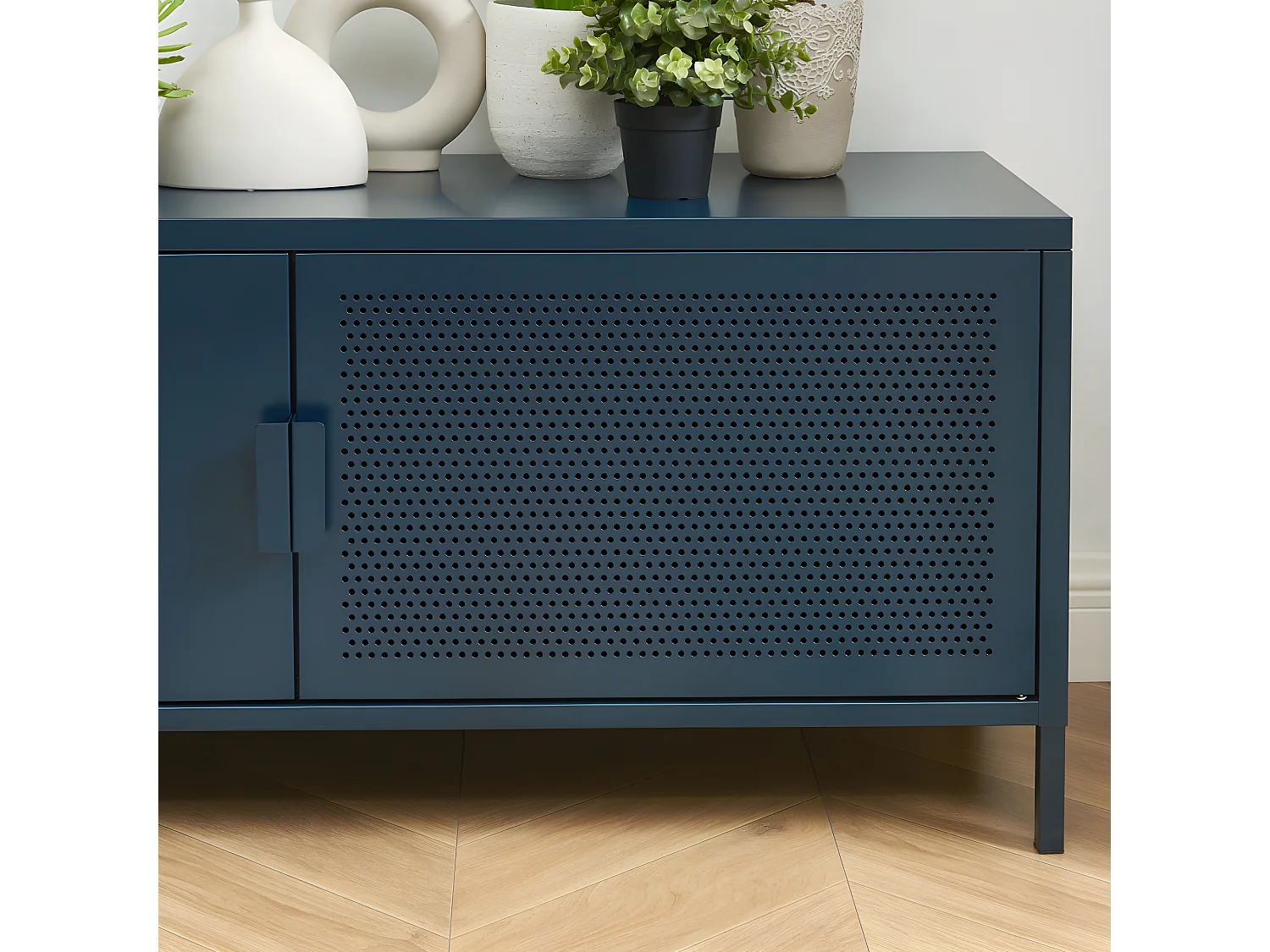 Nino - Meuble TV 2 portes en métal PANTONE L120cm - Bleu nuit