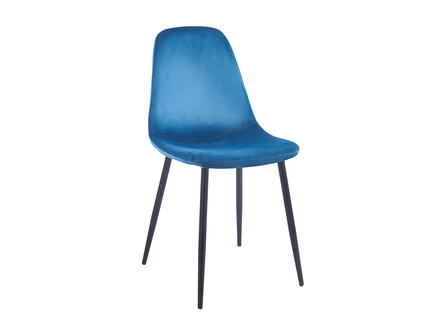 Lot de 4 chaises scandinaves confortables en velours et métal - Bleu