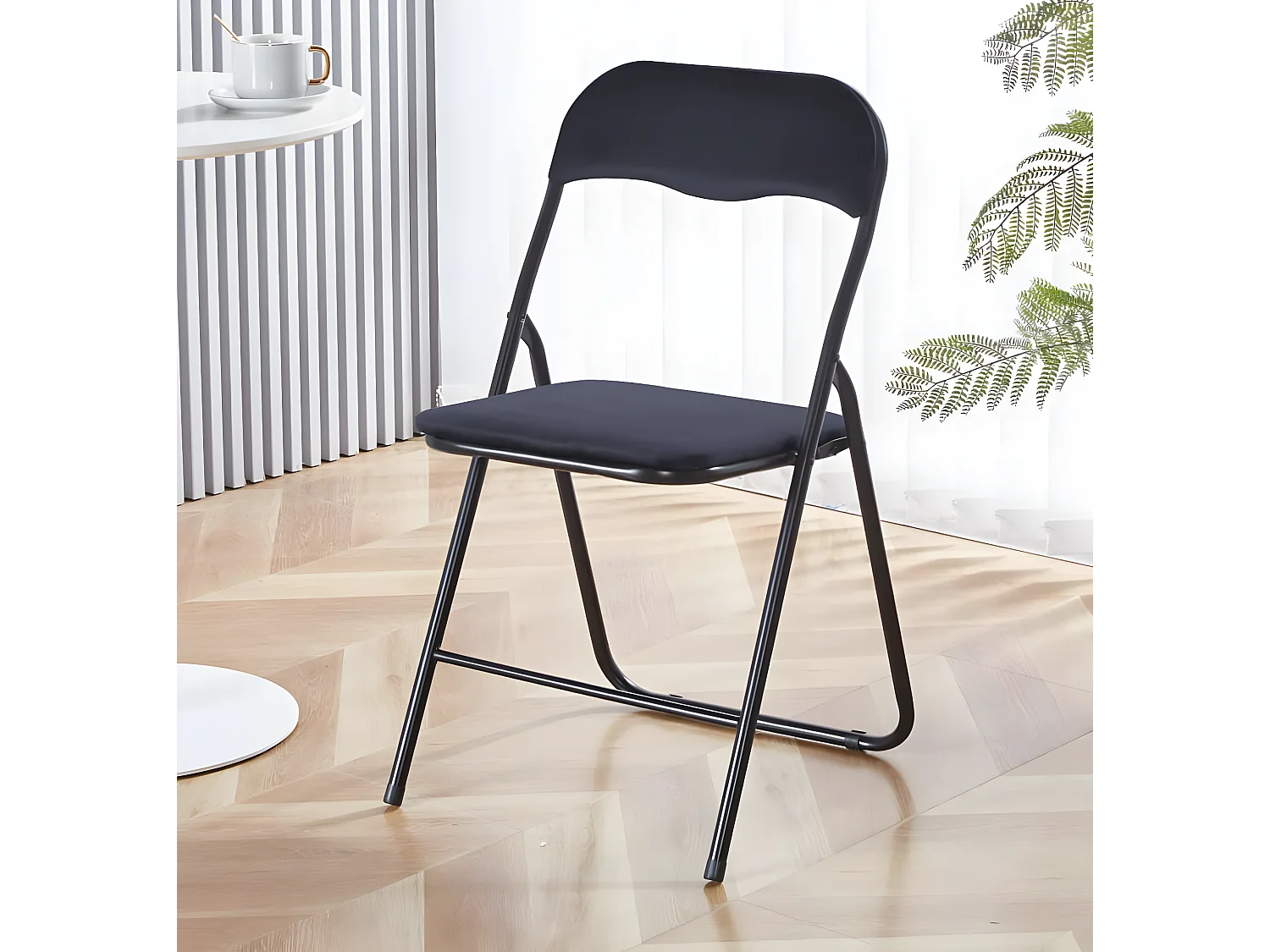 Lot de 6 chaises pliantes confortables en velours et métal - Noir