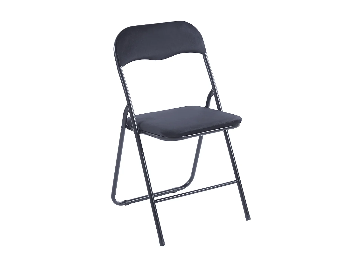 Lot de 6 chaises pliantes confortables en velours et métal - Noir