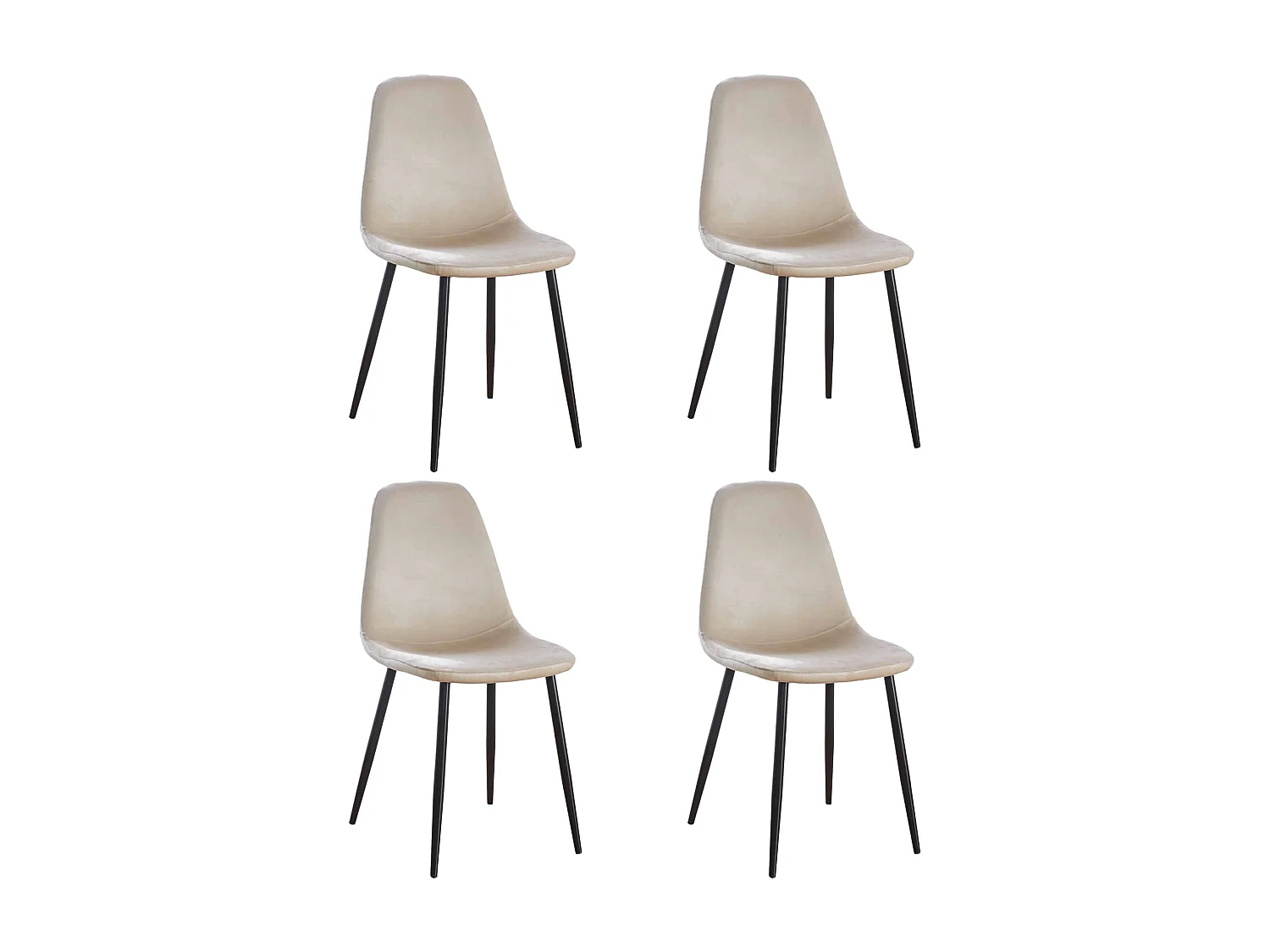 Lot de 4 chaises scandinaves confortables en velours et métal - Beige
