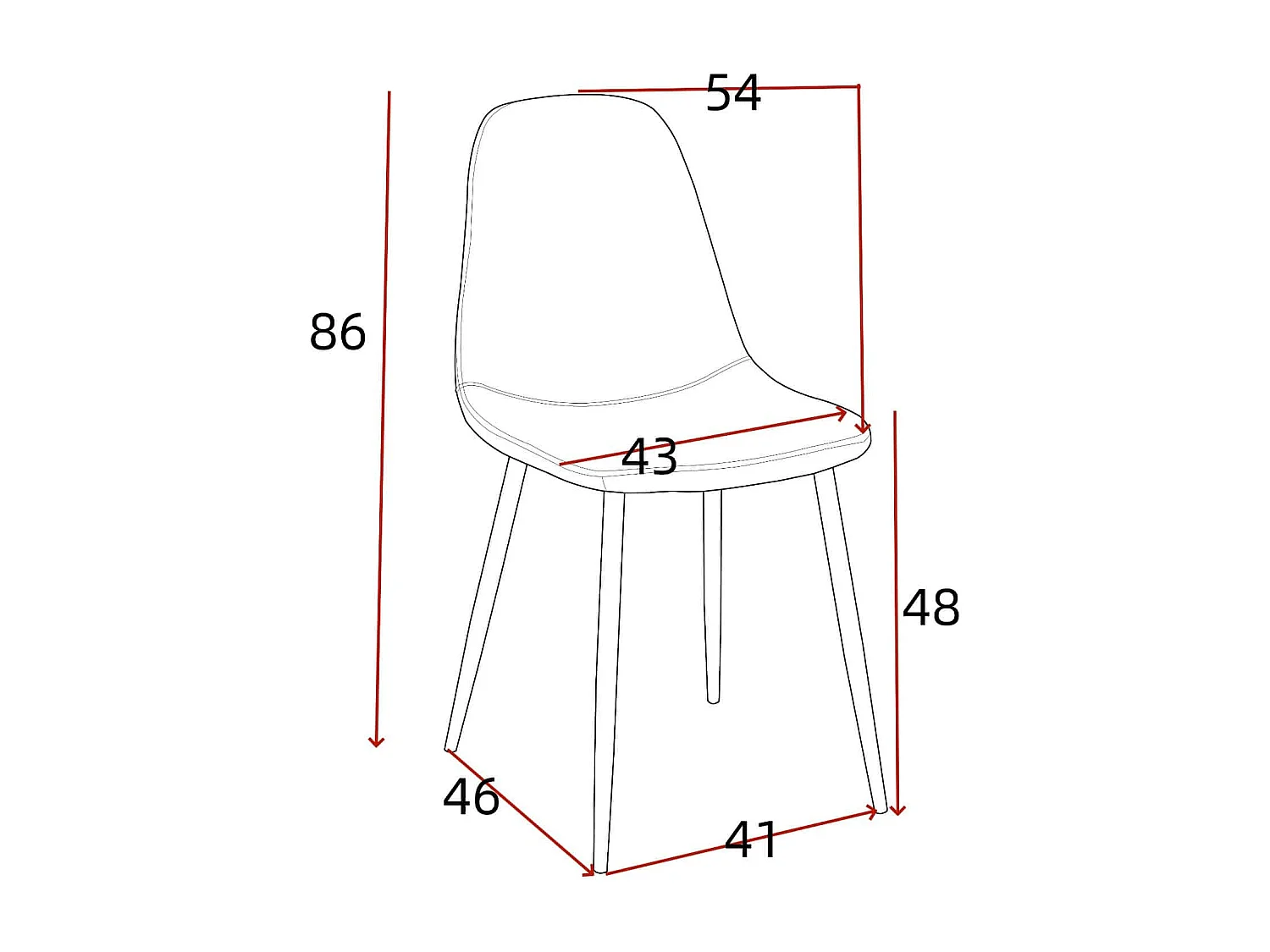 Lot de 4 chaises scandinaves confortables en velours et métal - Beige