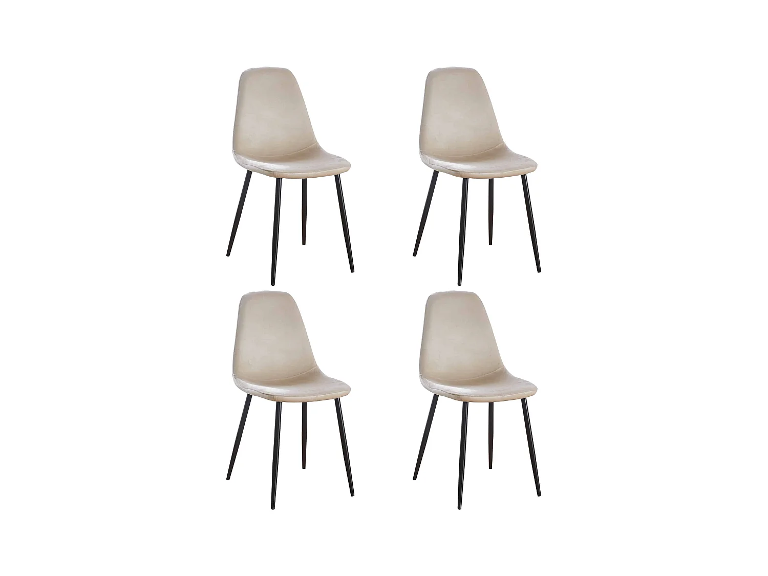 Lot de 4 chaises scandinaves confortables en velours et métal - Beige