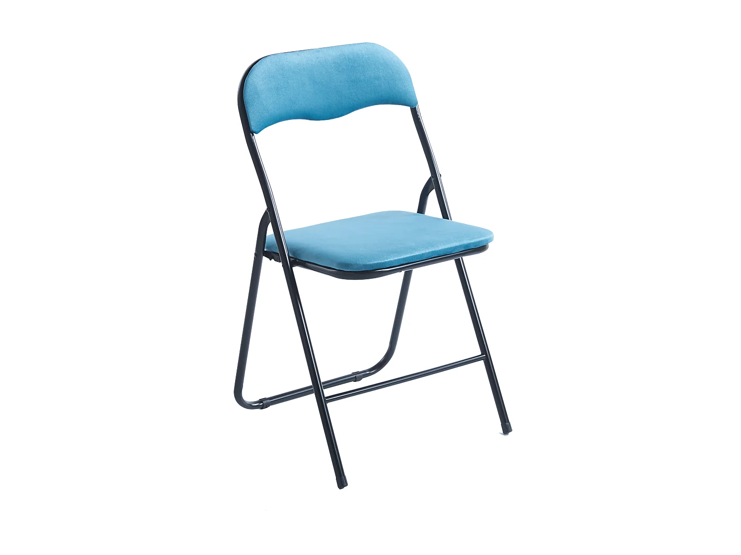 Lot de 6 chaises pliantes confortables en velours et métal - Bleu