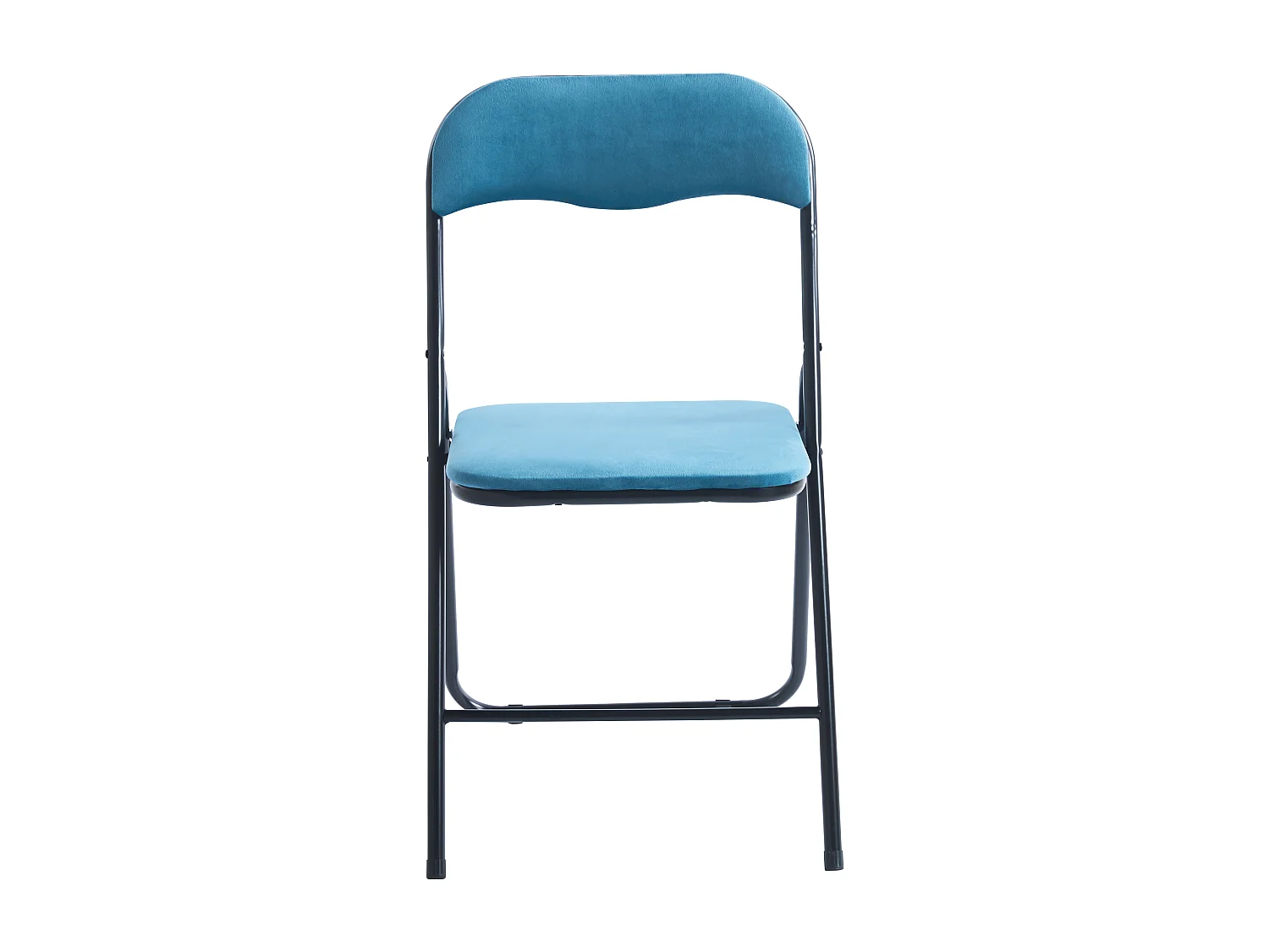 Lot de 6 chaises pliantes confortables en velours et métal - Bleu