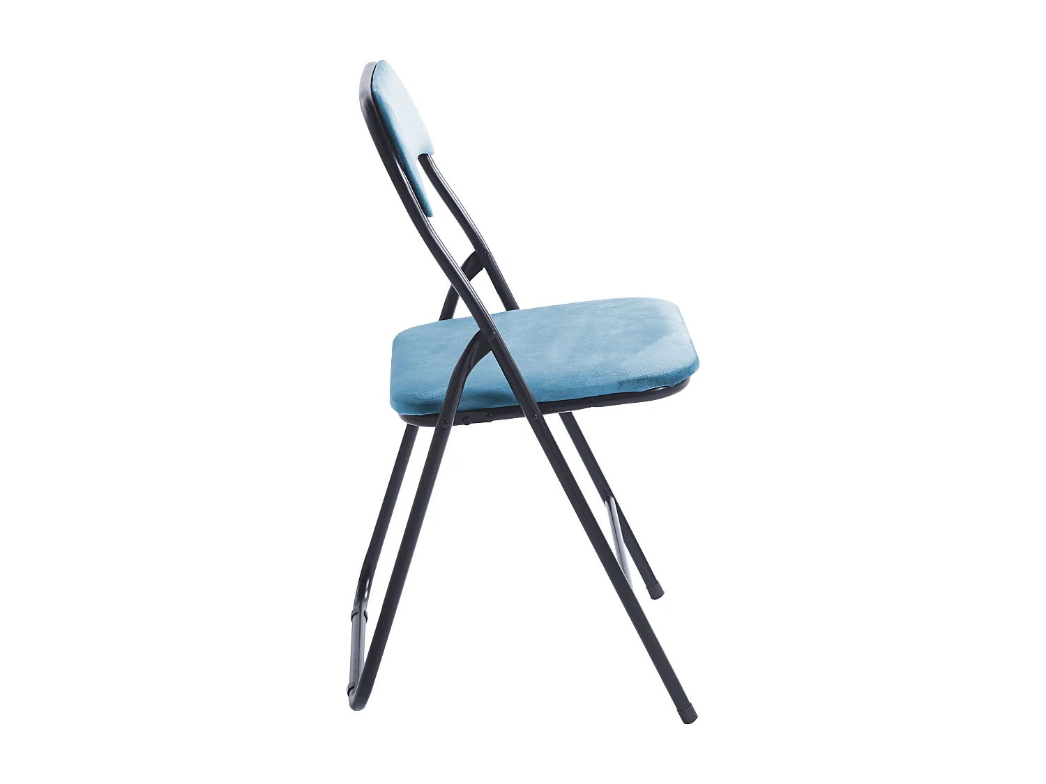 Lot de 6 chaises pliantes confortables en velours et métal - Bleu