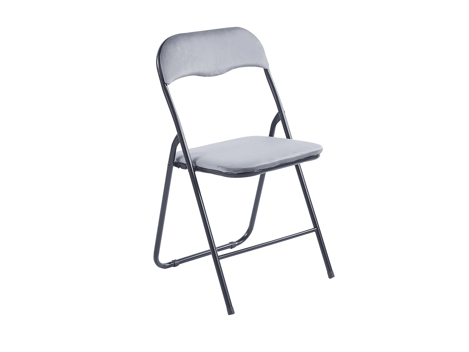 Lot de 6 chaises pliantes confortables en velours et métal - Gris