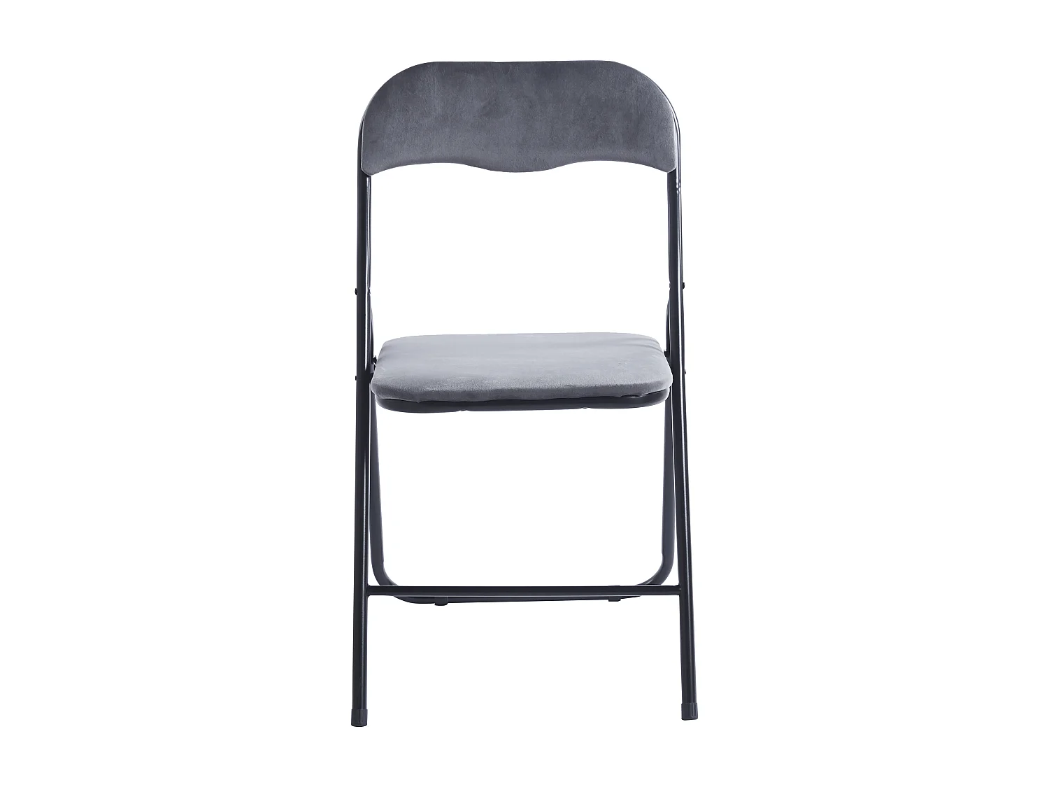 Lot de 6 chaises pliantes confortables en velours et métal - Gris