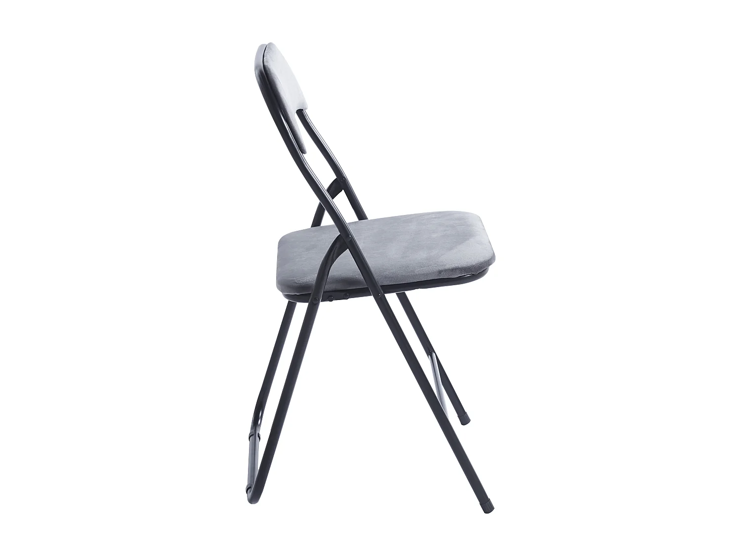 Lot de 6 chaises pliantes confortables en velours et métal - Gris