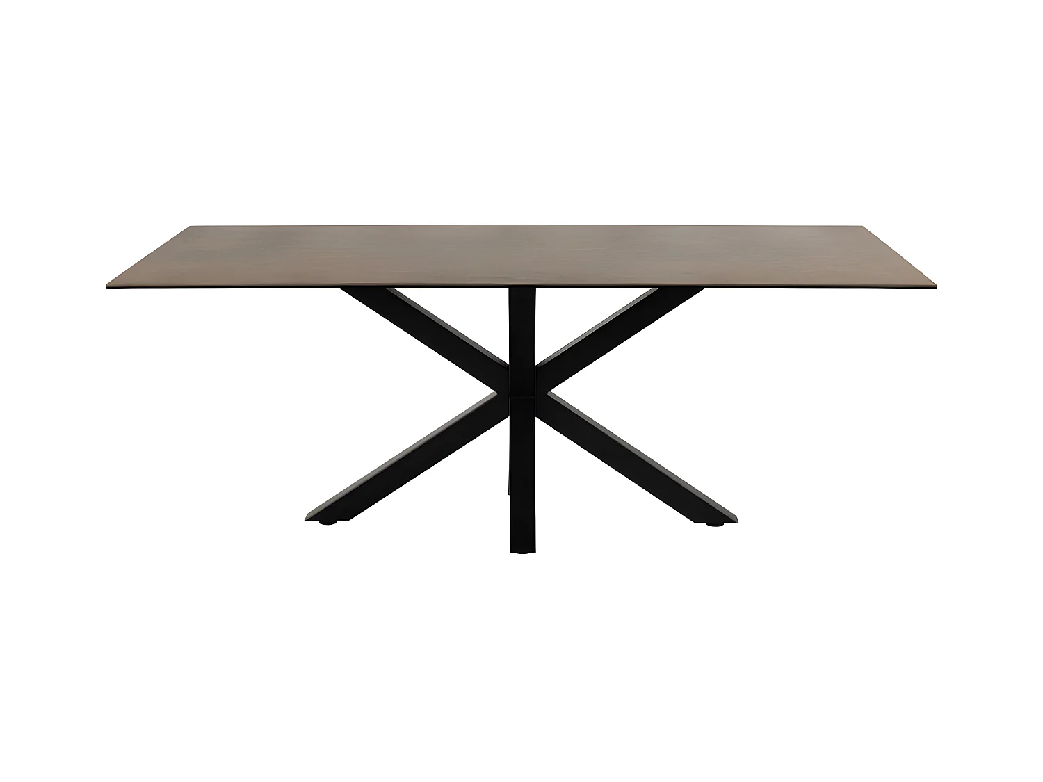 Eurame - Table à manger 8 personnes en céramique et métal - Marron