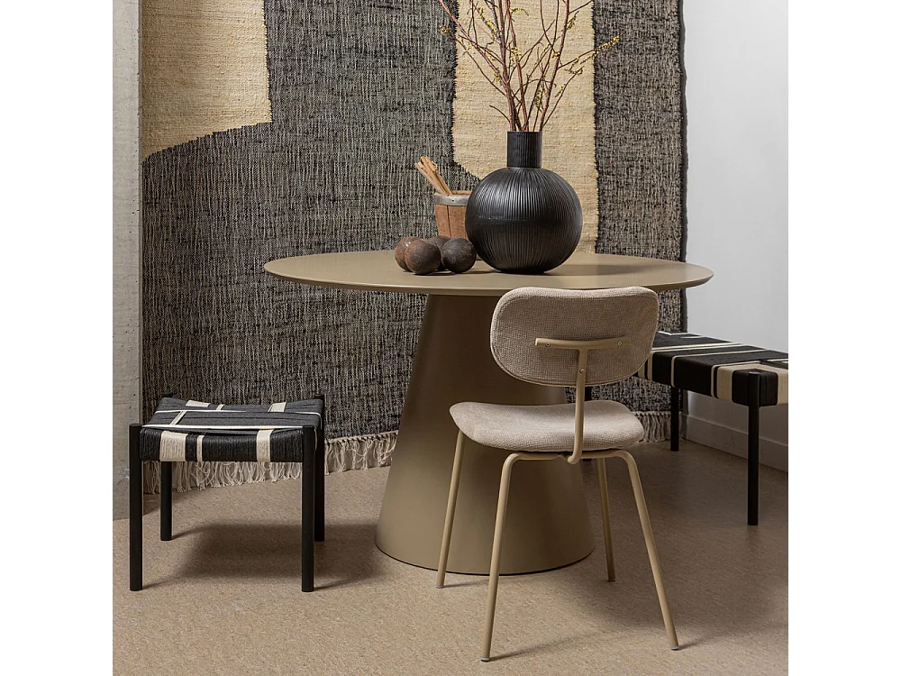 Jorre - Table à manger 4 personnes ronde en bois - Taupe