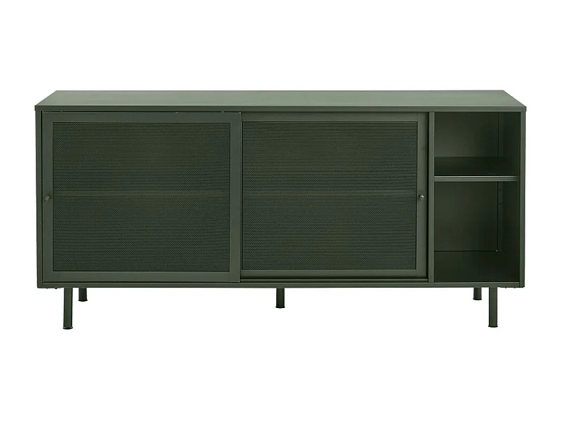 Kiso - Buffet 2 portes, 2 niches en métal L160cm - Vert olive