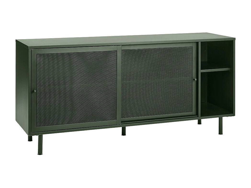 Kiso - Buffet 2 portes, 2 niches en métal L160cm - Vert olive