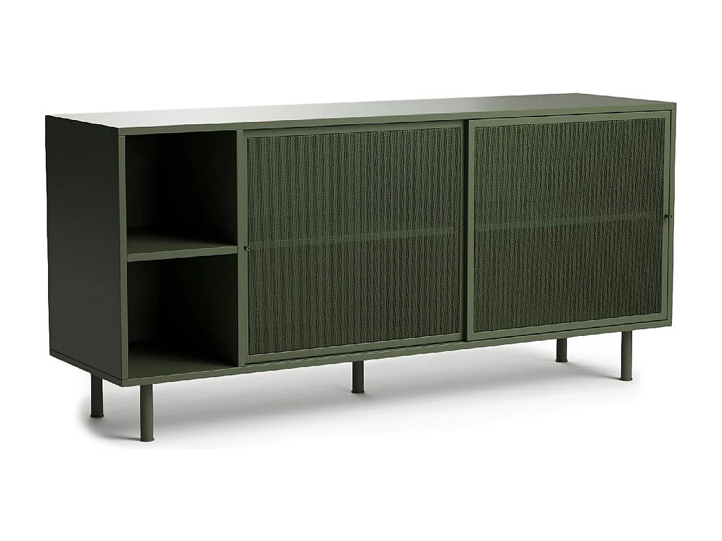 Kiso - Buffet 2 portes, 2 niches en métal L160cm - Vert olive