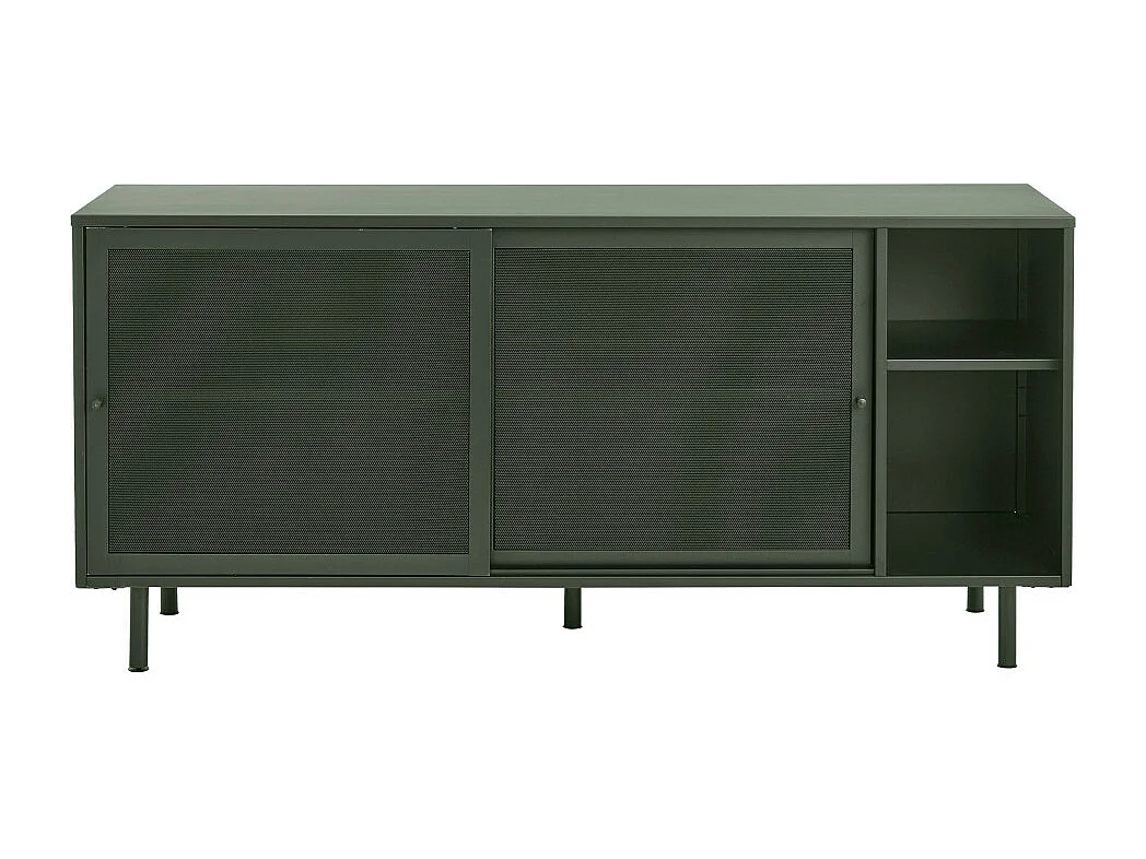 Kiso - Buffet 2 portes, 2 niches en métal L160cm - Vert olive