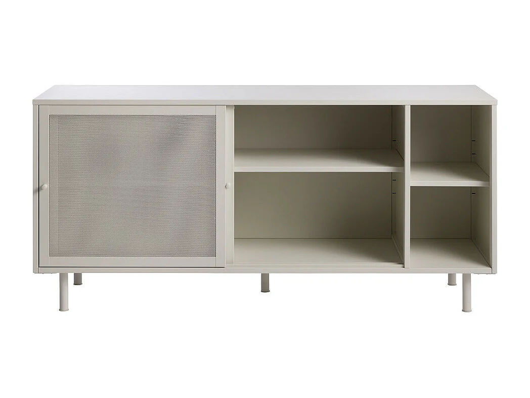 Kiso - Buffet 2 portes, 2 niches en métal L160cm - Grège