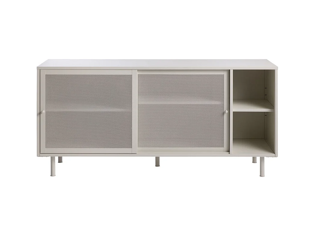 Kiso - Buffet 2 portes, 2 niches en métal L160cm - Grège
