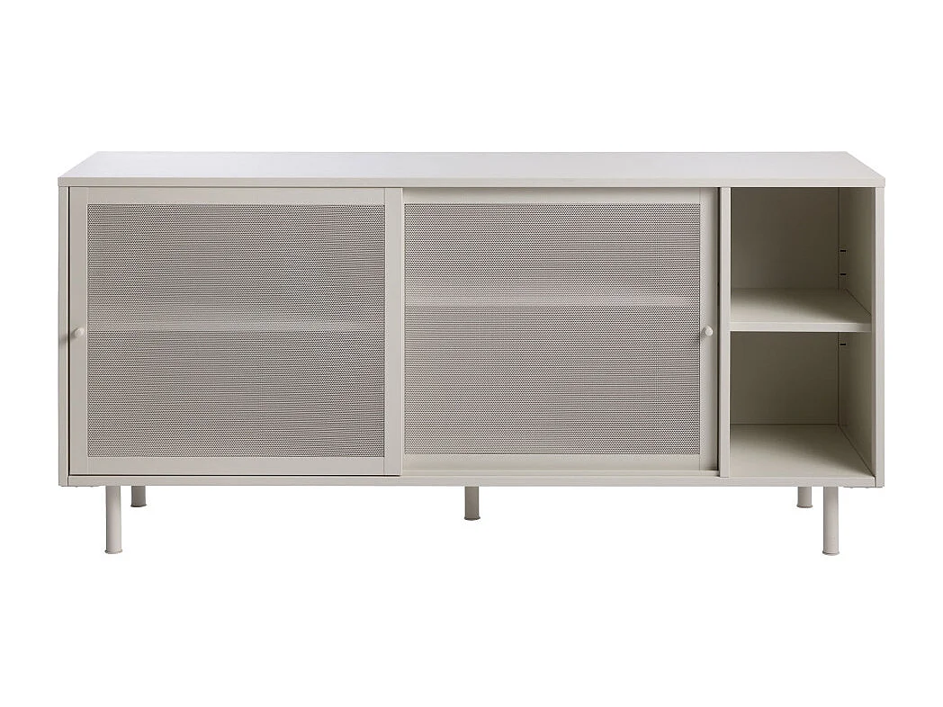 Kiso - Buffet 2 portes, 2 niches en métal L160cm - Grège