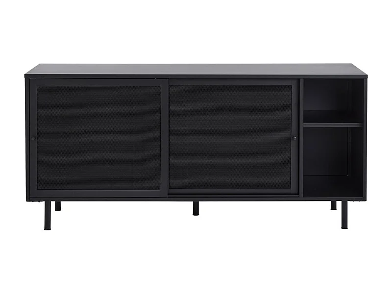 Kiso - Buffet 2 portes, 2 niches en métal L160cm - Noir