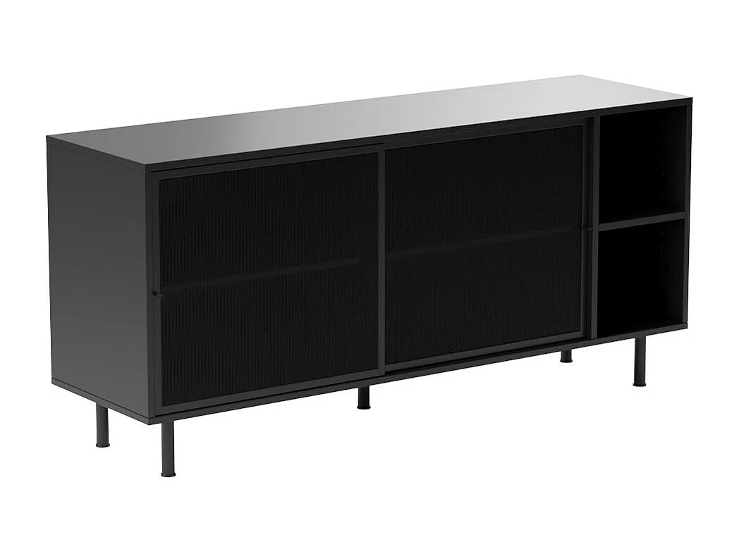 Kiso - Buffet 2 portes, 2 niches en métal L160cm - Noir