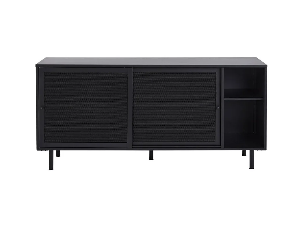 Kiso - Buffet 2 portes, 2 niches en métal L160cm - Noir