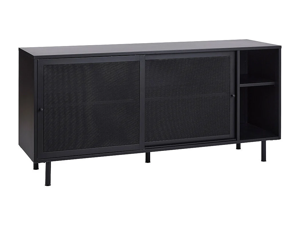 Kiso - Buffet 2 portes, 2 niches en métal L160cm - Noir