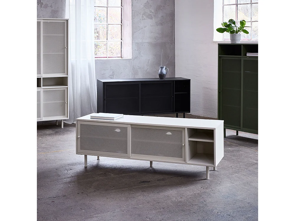 Kiso - Buffet 2 portes, 2 niches en métal L160cm - Noir