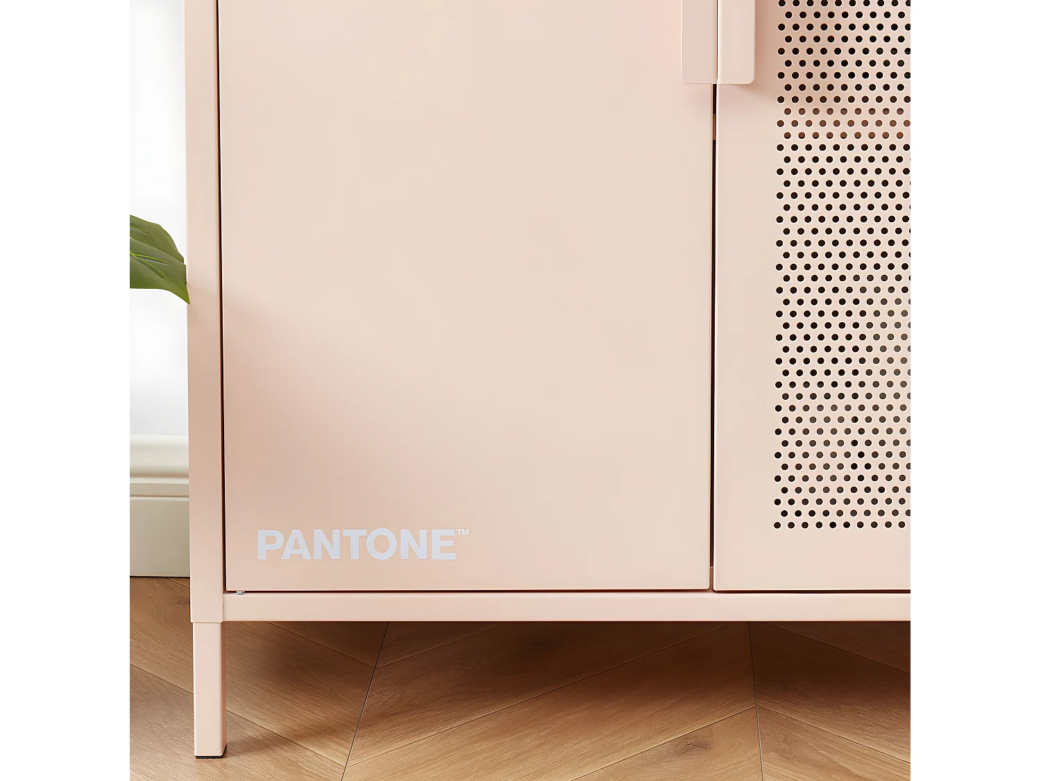 Nino - Buffet haut 2 portes en métal PANTONE H100cm - Rose blush
