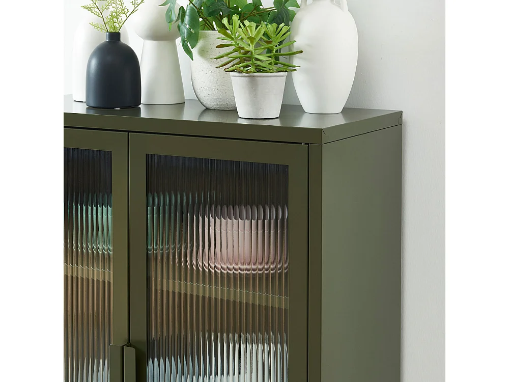 Nino - Buffet 2 portes en métal PANTONE L75cm - Vert kaki