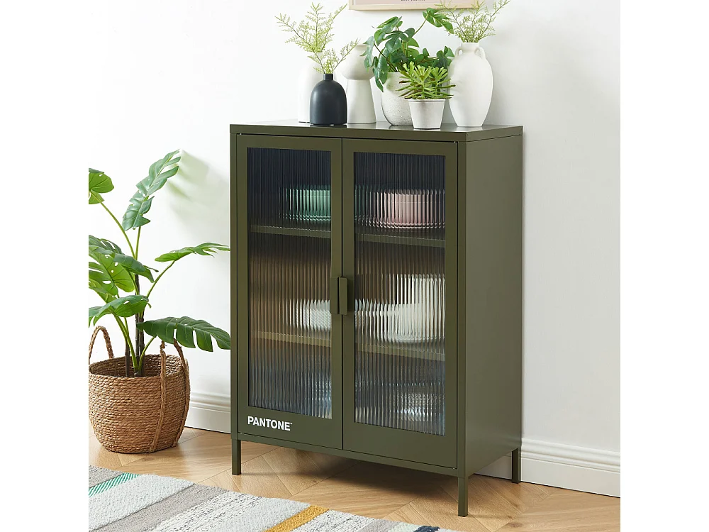 Nino - Buffet 2 portes en métal PANTONE L75cm - Vert kaki