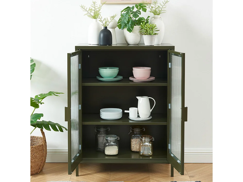 Nino - Buffet 2 portes en métal PANTONE L75cm - Vert kaki