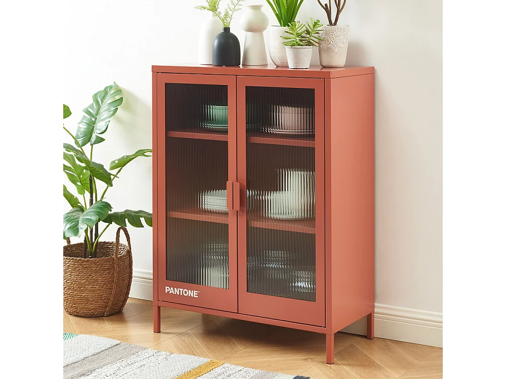 Nino - Buffet 2 portes en métal PANTONE L75cm - Terracotta