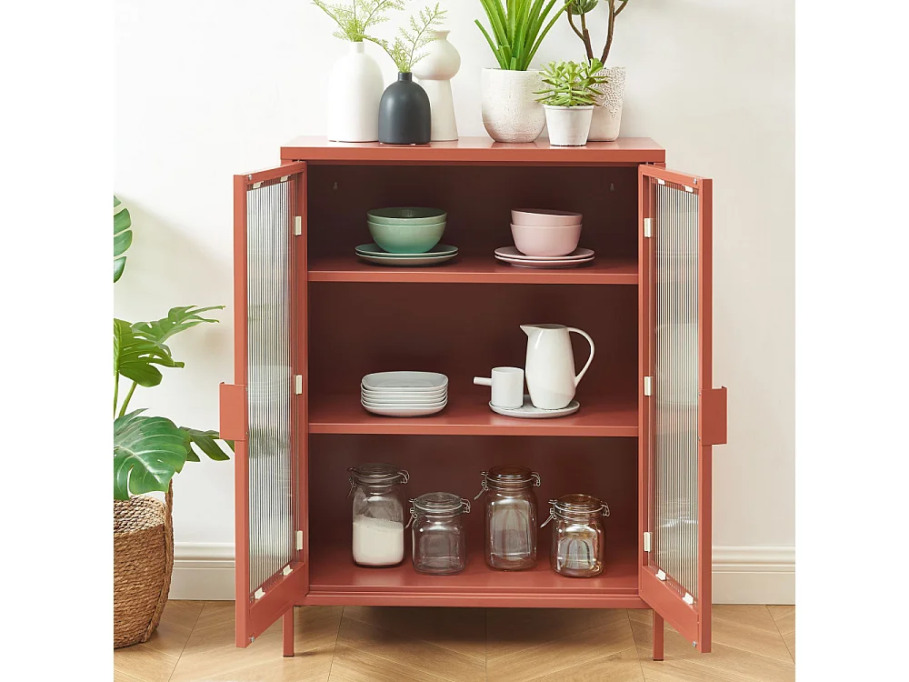 Nino - Buffet 2 portes en métal PANTONE L75cm - Terracotta