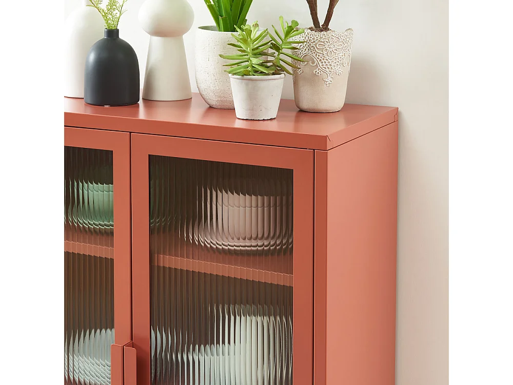 Nino - Buffet 2 portes en métal PANTONE L75cm - Terracotta