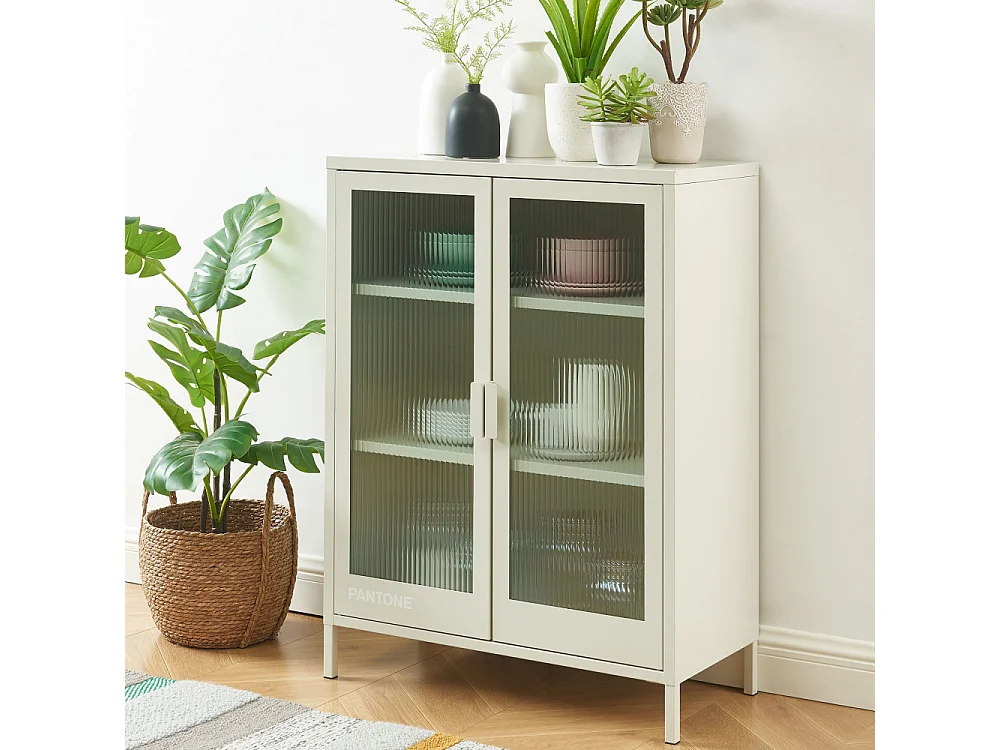 Nino - Buffet 2 portes en métal PANTONE L75cm - Beige
