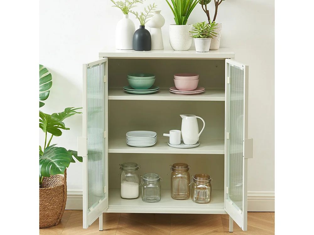 Nino - Buffet 2 portes en métal PANTONE L75cm - Beige